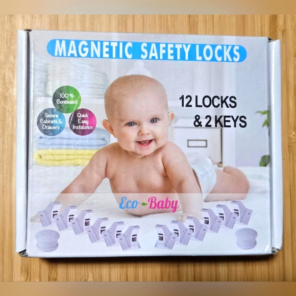 NWT ECO-BABY Magnetic Safety Locks 12 Locks 2 Keys • NIB • 2 Boxes Available • - Picture 1 of 5